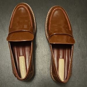 Franco Sarto Brown Patent Leather Loafers